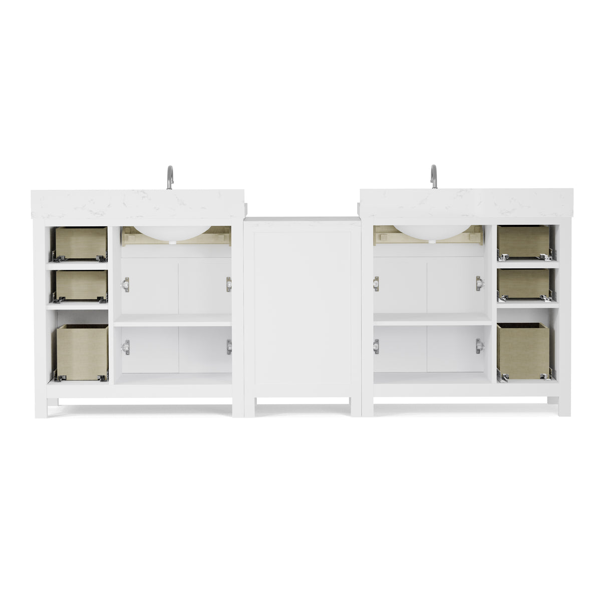 Caroline Parkway 93" Double Bathroom Vanity Cabinet with Sink and Cultured Marble Top