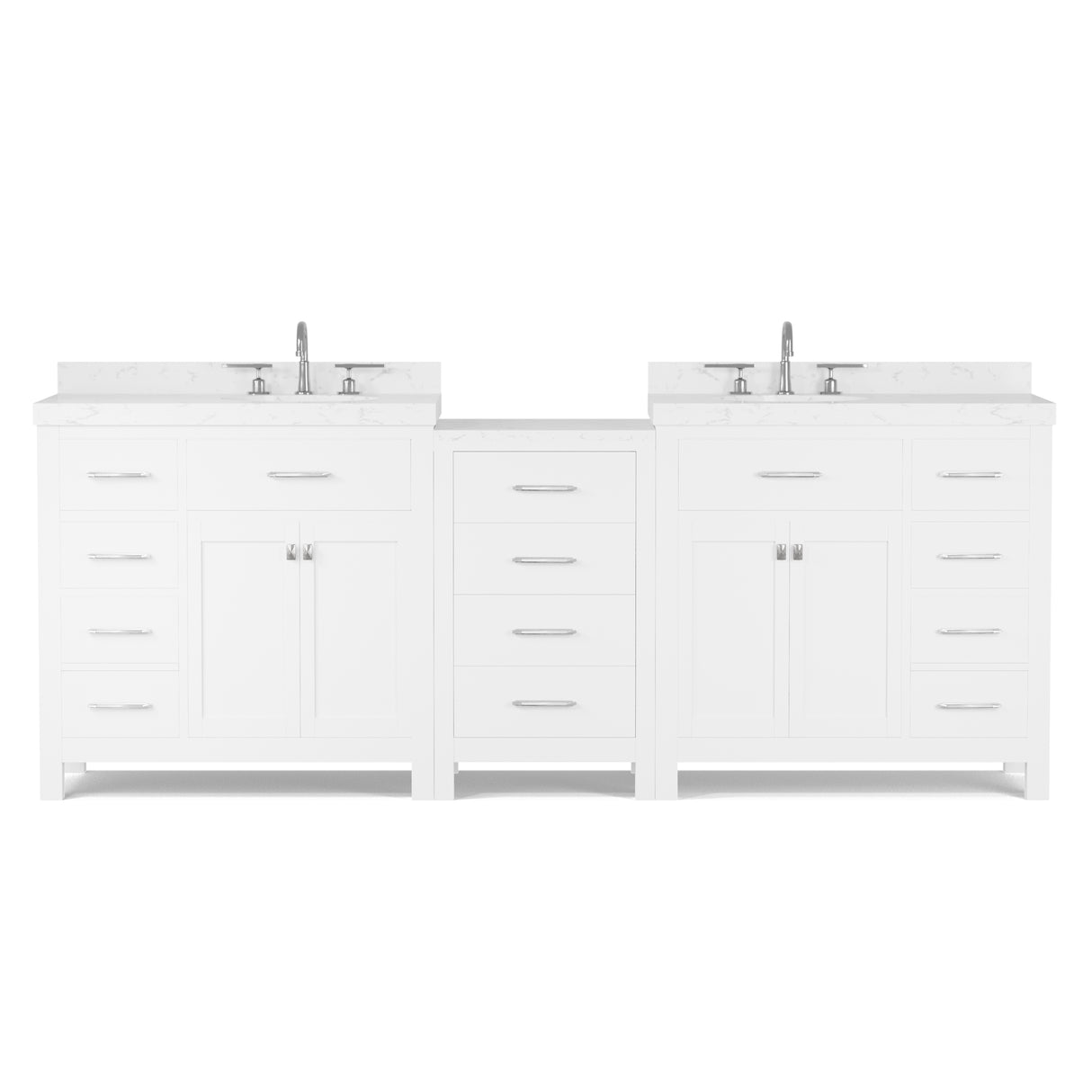 Caroline Parkway 93" Dual Bathroom Vanity Sink with White Quartz Top