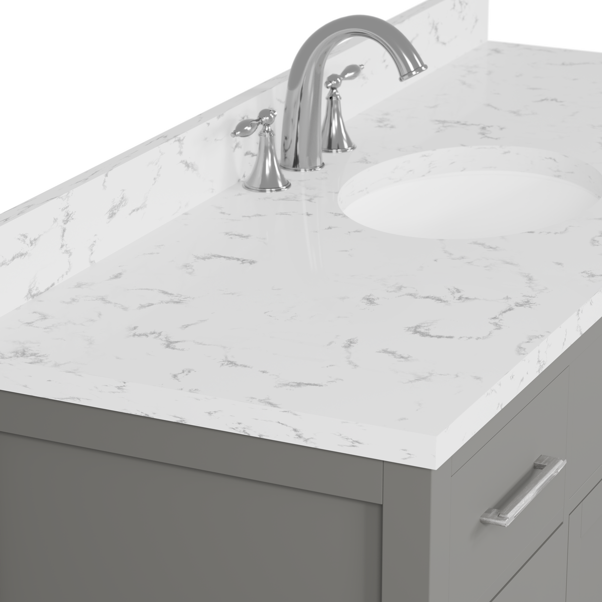 Caroline 60" Single Bathroom Vanity Cabinet with Sink and Cultured Marbled Top