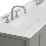 Caroline Avenue 72" Double Bathroom Vanity Cabinet with Sink and White Quartz Top