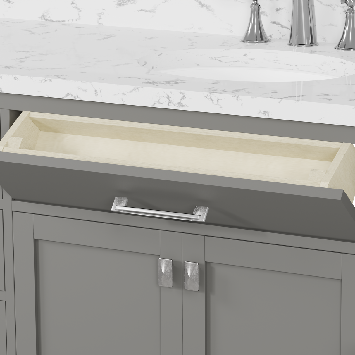 Caroline 60" Single Bathroom Vanity Cabinet with Sink and Cultured Marbled Top