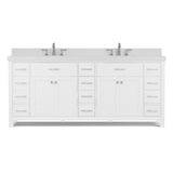 Caroline Parkway 78" Double Bathroom Vanity Cabinet with Sink and White Quartz Top