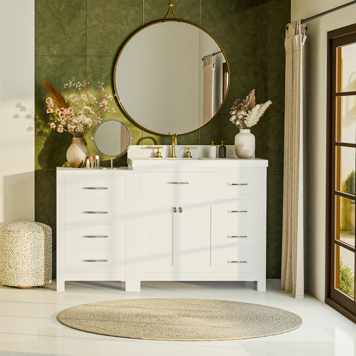 Caroline Parkway 57" Bathroom Vanity with Side Cabinet and Sink