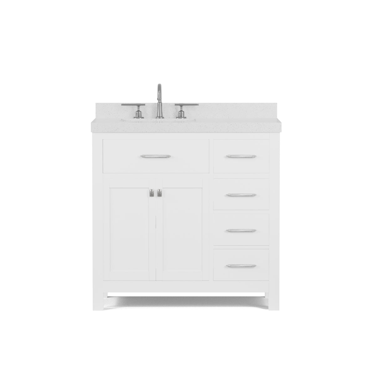 Caroline Parkway 36" Powder Room Bath Vanity Cabinet with Sink and White Quartz Top