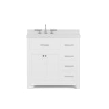 Caroline Parkway 36" Powder Room Bath Vanity Cabinet with Sink and White Quartz Top