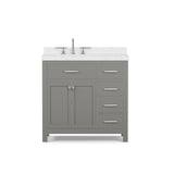 Caroline Parkway 36" Small Bathroom Vanity Cabinet with Sink and Cultured Marble Top