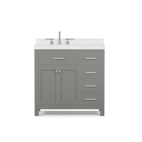 Caroline Parkway 36" Small Bathroom Vanity Cabinet with Sink and Cultured Marble Top