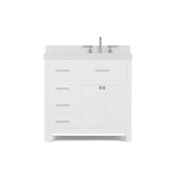 Caroline Parkway 36 inch Bathroom Vanity with Sink and White Quartz Top