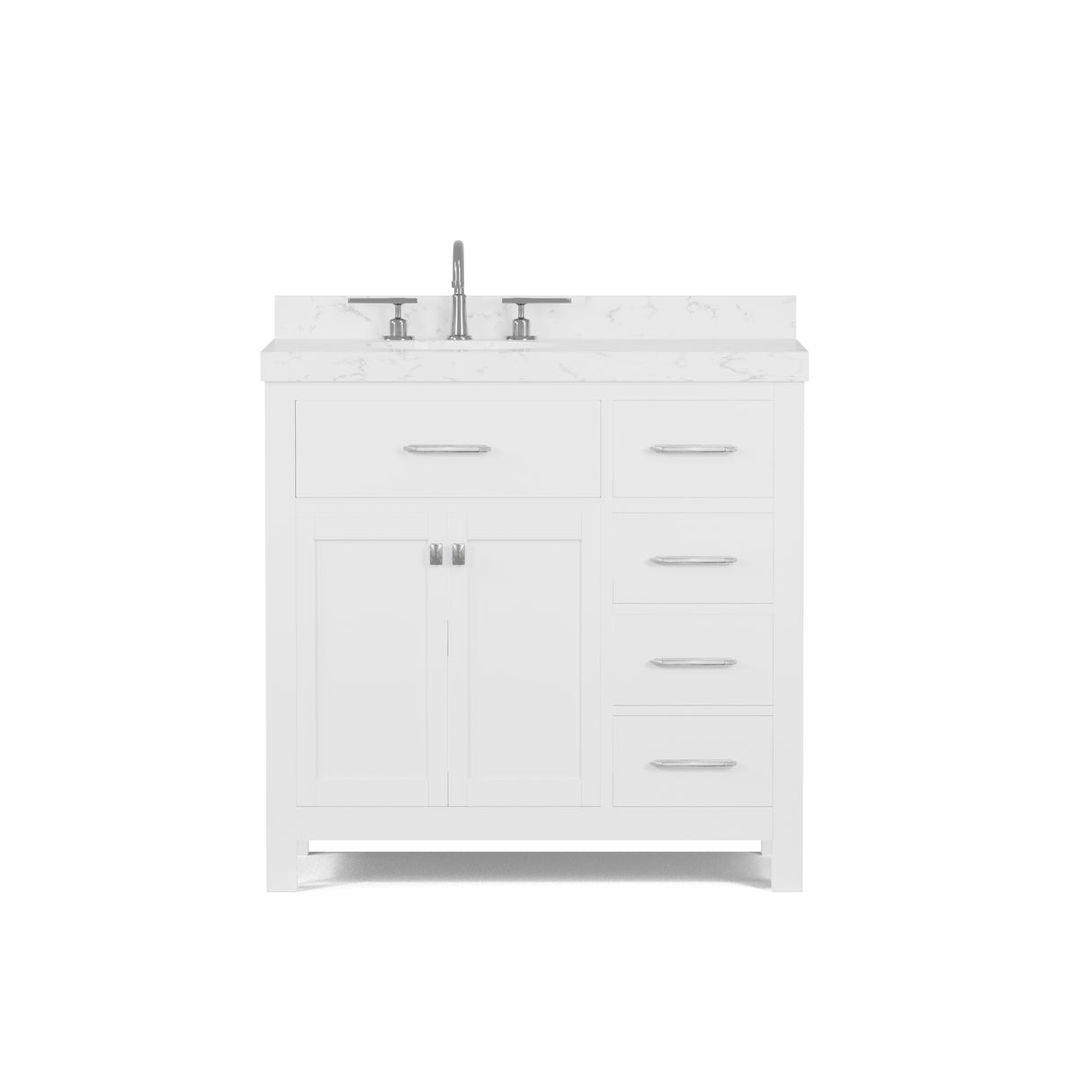 Caroline Parkway 36" Small Bathroom Vanity Cabinet with Sink and Cultured Marble Top