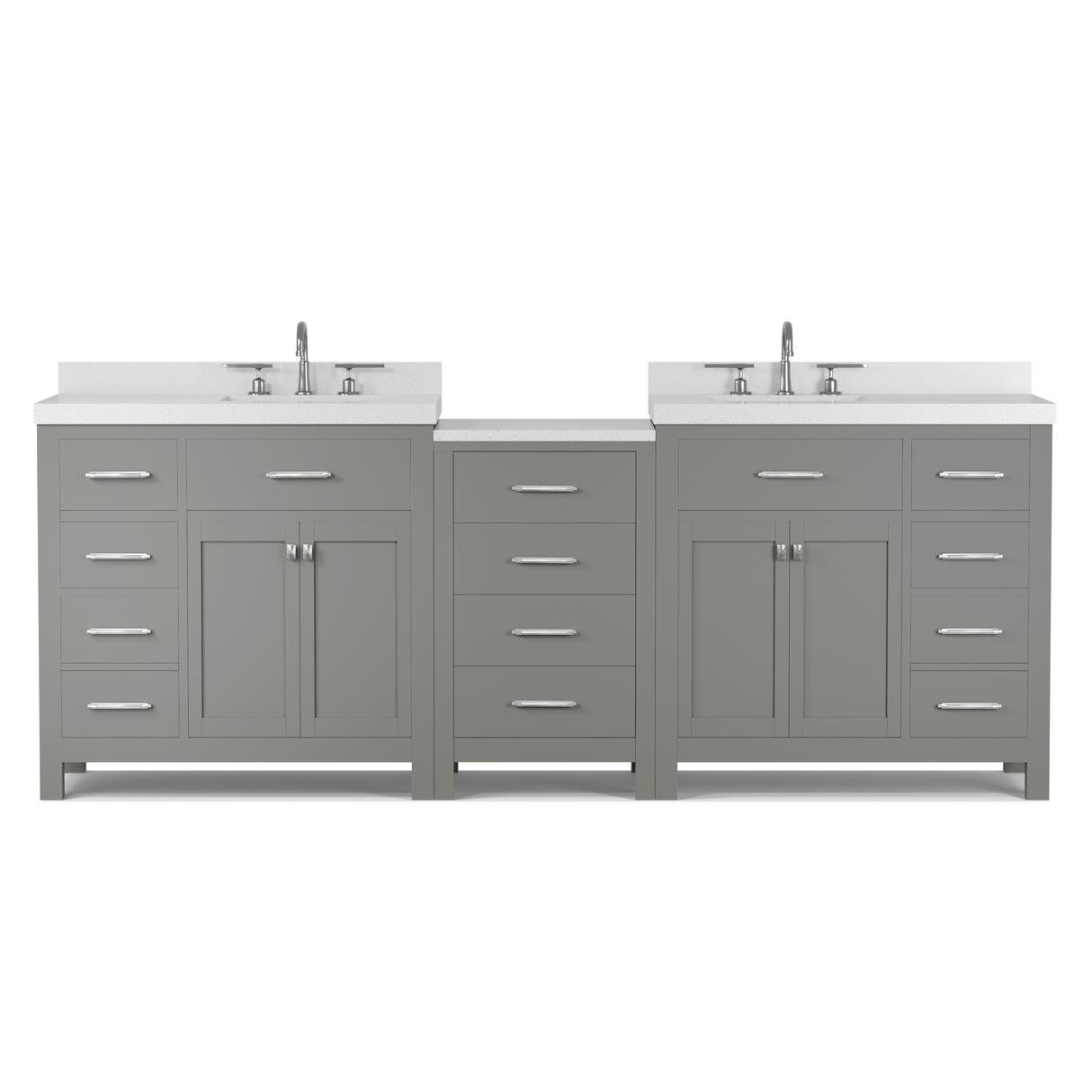 Caroline Parkway 93" Dual Bathroom Vanity Sink with White Quartz Top