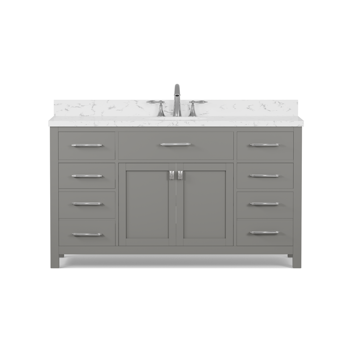Caroline 60" Single Bathroom Vanity Cabinet with Sink and Cultured Marbled Top