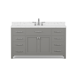 Caroline 60" Single Bathroom Vanity Cabinet with Sink and Cultured Marbled Top
