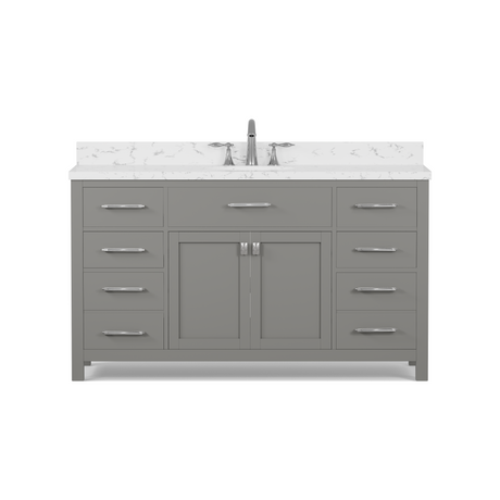 Caroline 60" Single Vanity Cabinet with Sink and Cultured Marbled Top