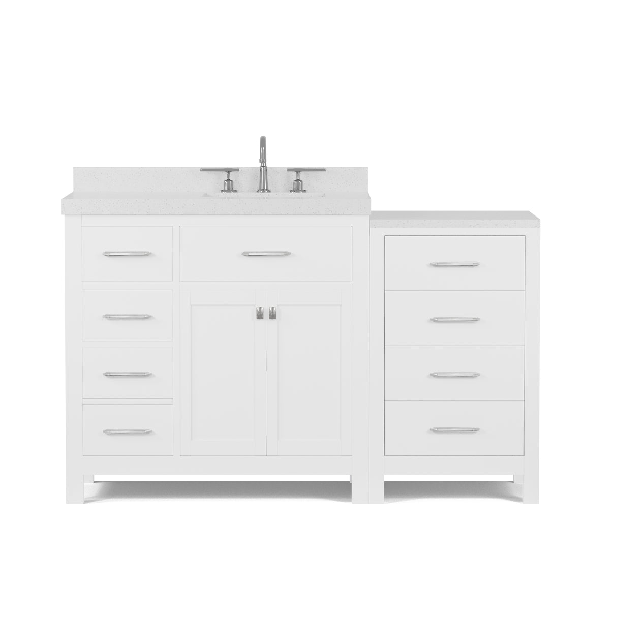 Caroline Parkway 57"  Bathroom Vanity Cabinet with Sink and White Quartz Top