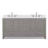 Caroline Avenue 72" Double Bathroom Vanity Cabinet with Sink and White Quartz Top