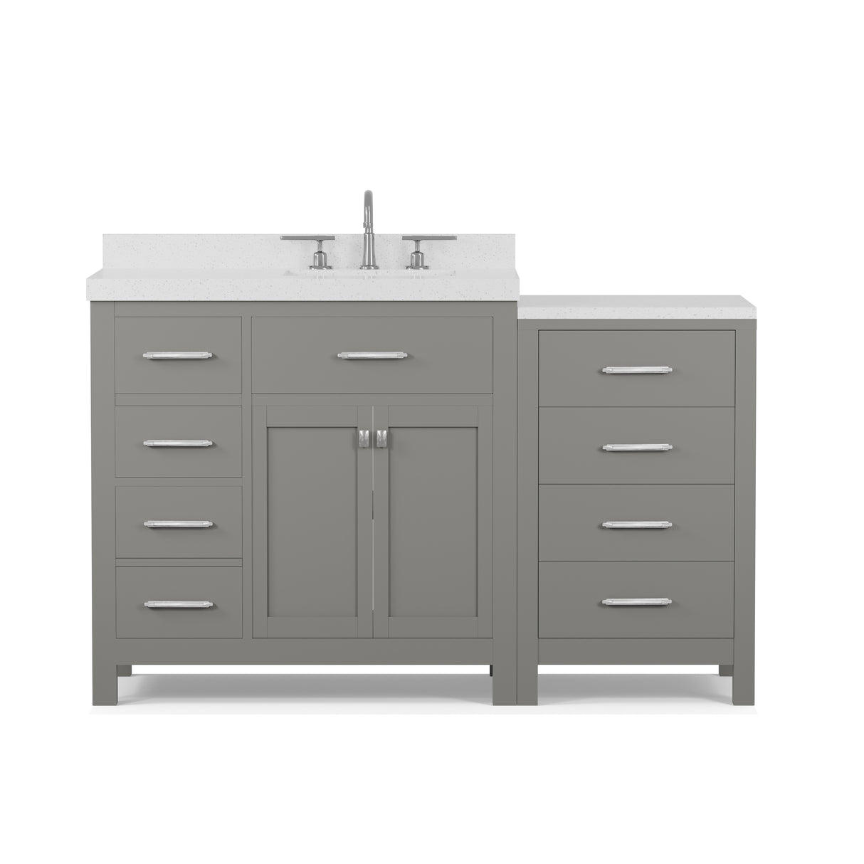 Caroline Parkway 57"  Bathroom Vanity Cabinet with Sink and White Quartz Top