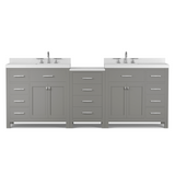 Caroline Parkway 93" Dual Bathroom Vanity Sink with White Quartz Top