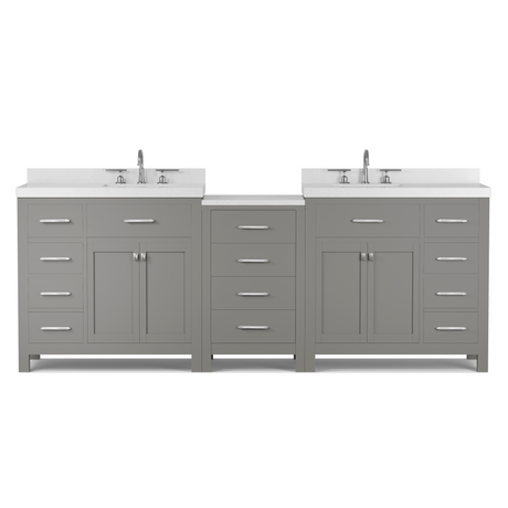 Caroline Parkway 93" Dual Bathroom Vanity Sink with White Quartz Top