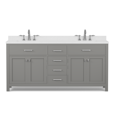Caroline 72" Double Vanity Cabinet with Sink and White Quartz Top