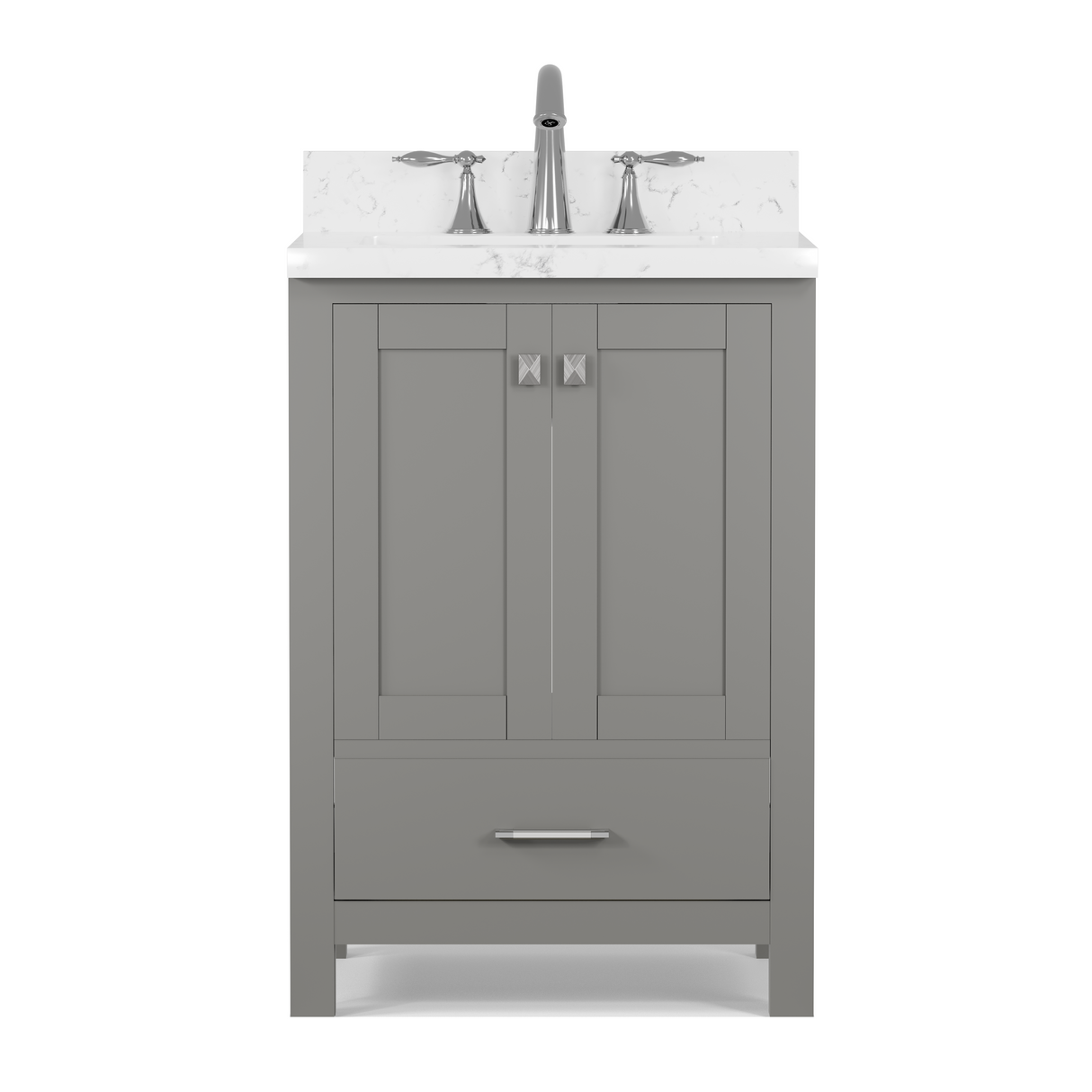 Caroline Avenue 24" Single Bathroom Vanity Cabinet with Sink and Cultured Marble Top