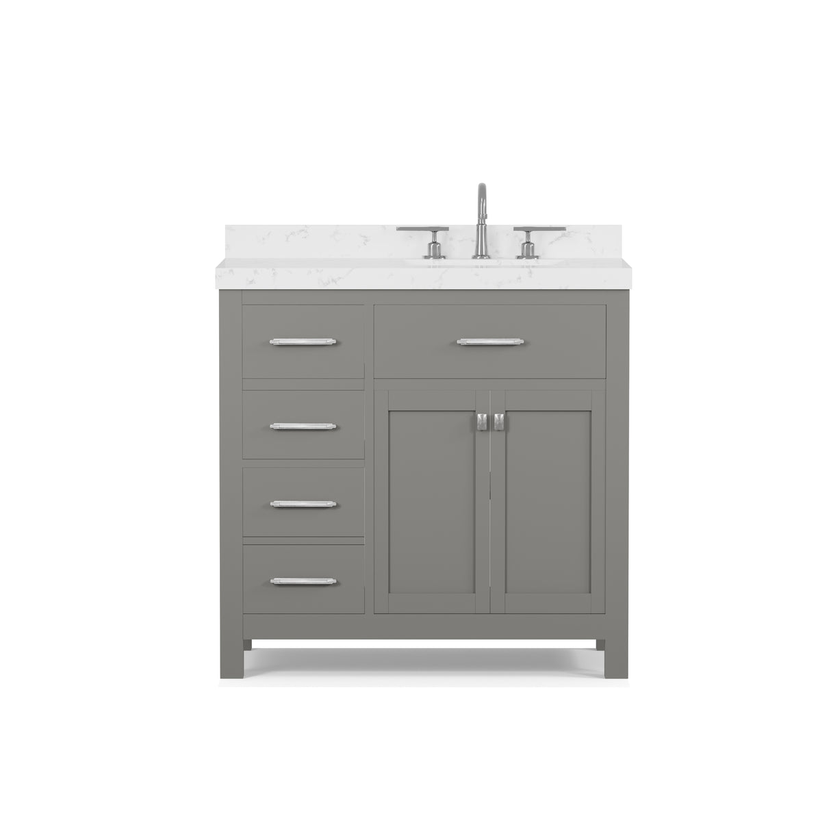 Caroline Parkway 36" Small Bathroom Vanity Cabinet with Sink and Cultured Marble Top