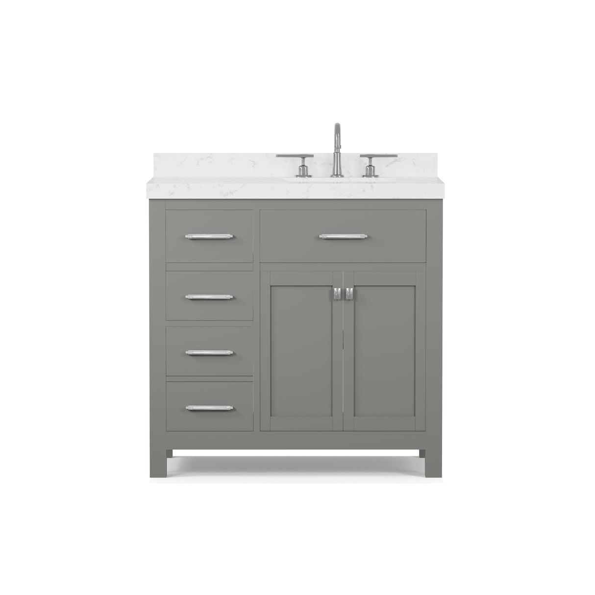 Caroline Parkway 36" Freestanding Bathroom Vanity Cabinet with Sink and Cultured Marble Top