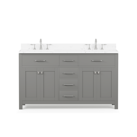 Caroline 60" Double Vanity with Sink and Cultured Marble Top