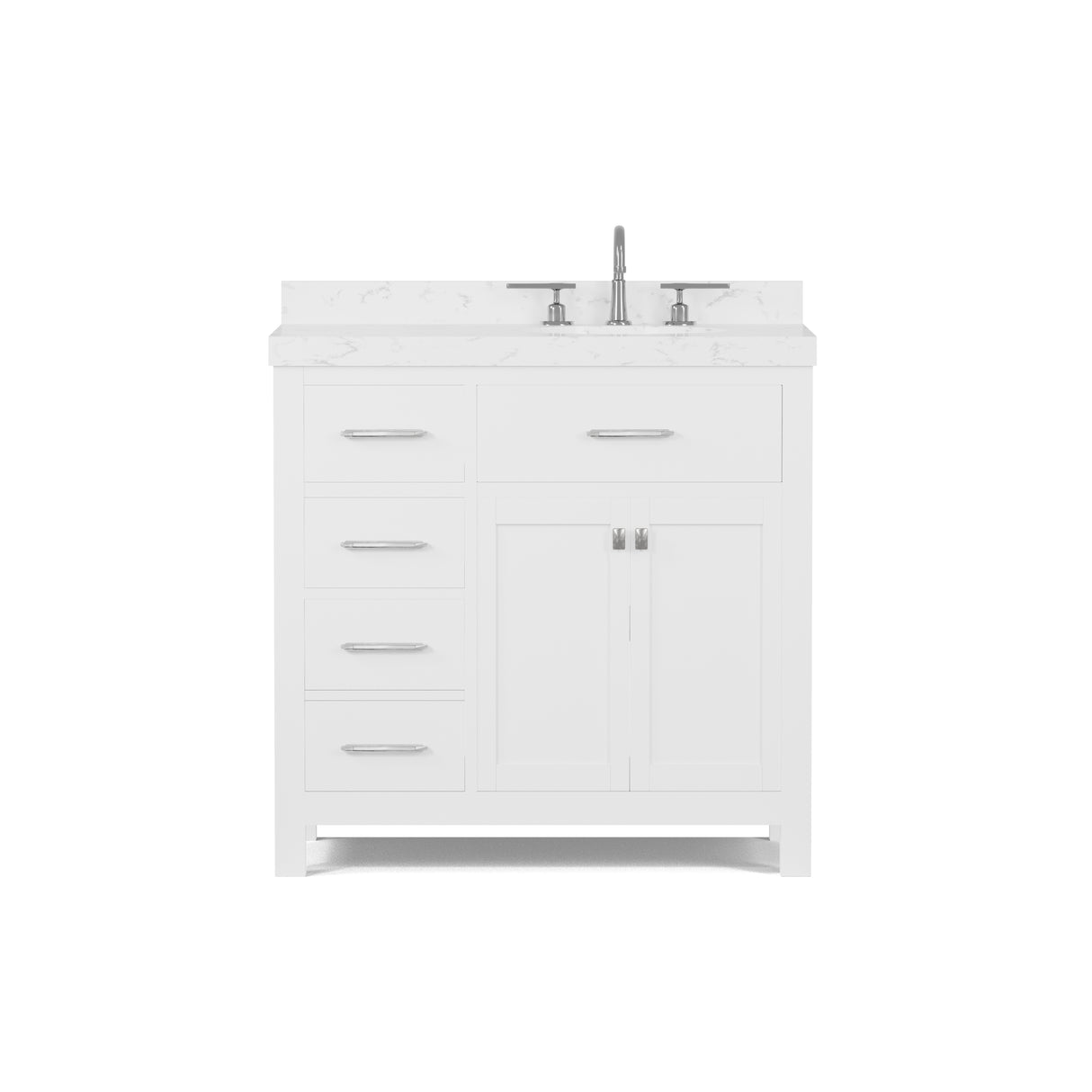 Caroline Parkway 36" Freestanding Bathroom Vanity Cabinet with Sink and Cultured Marble Top