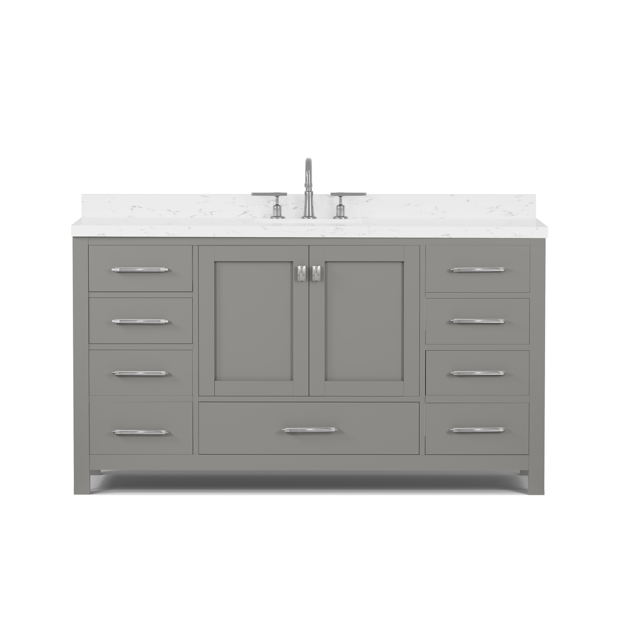 Caroline Avenue 60" Single Bathroom Vanity Cabinet with Sink and Cultured Marble Top