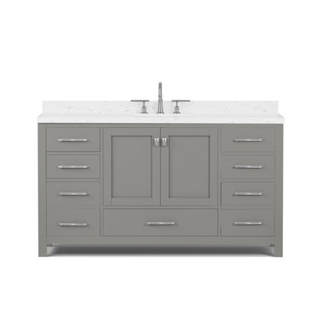 Caroline Avenue 60" Single Bathroom Vanity Cabinet with Sink and Cultured Marble Top