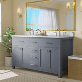 Caroline 60" Double Vanity with Sink and Cultured Marble Top