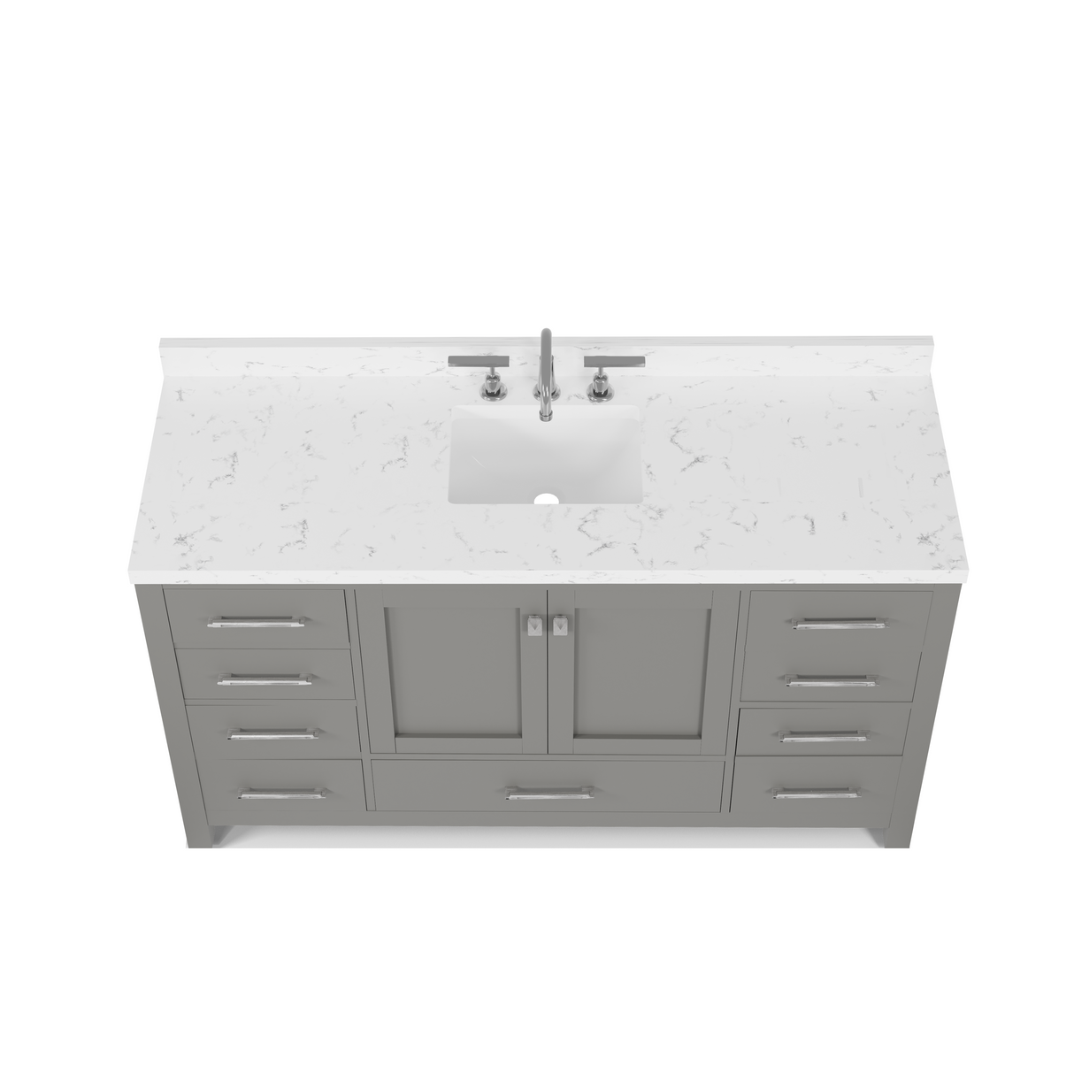 Caroline Avenue 60" Single Bathroom Vanity Cabinet with Sink and Cultured Marble Top