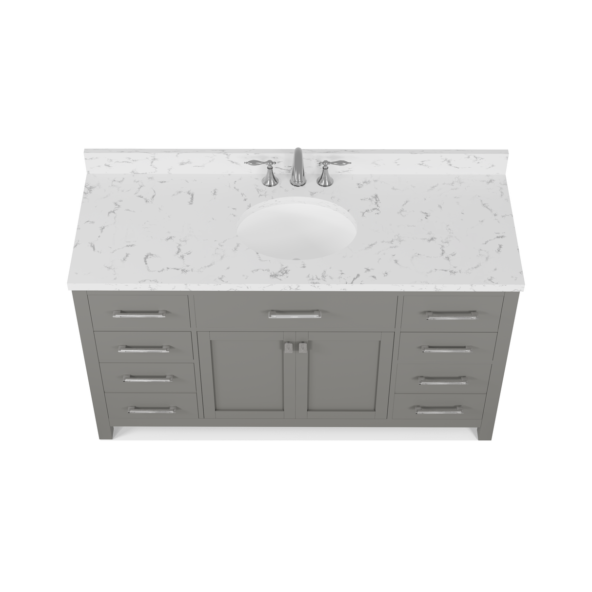 Caroline 60" Single Bathroom Vanity Cabinet with Sink and Cultured Marbled Top
