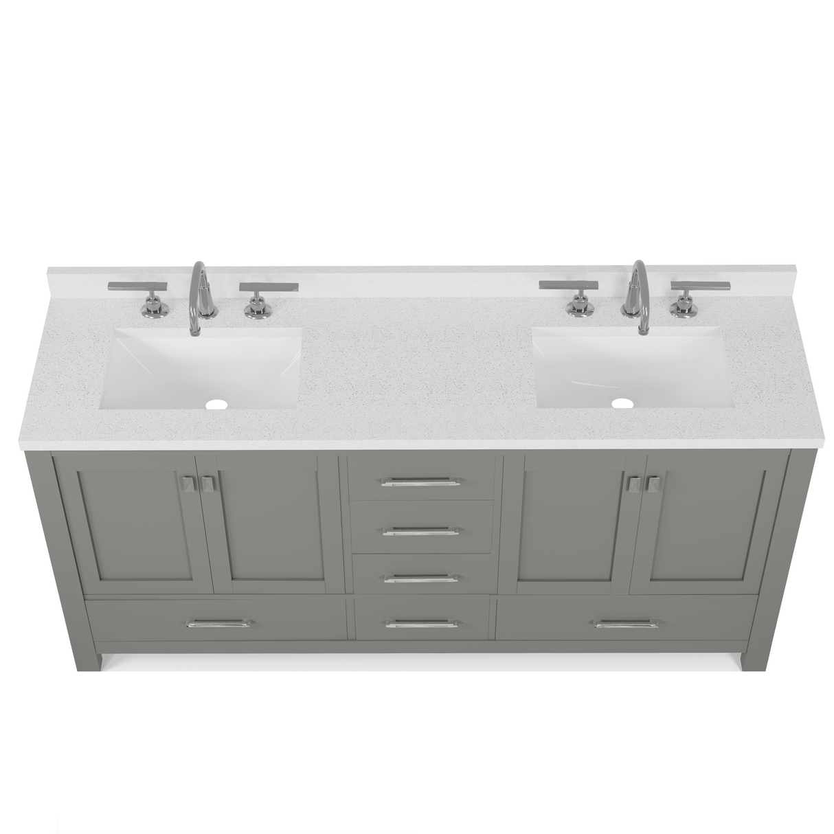 Caroline Avenue 72" Double Bathroom Vanity Cabinet with Sink and White Quartz Top