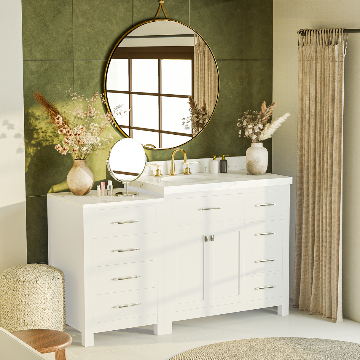 Caroline Parkway 57" Bathroom Vanity with Marble Top and Sink