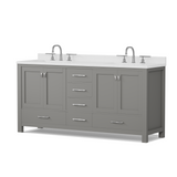 Caroline Avenue 72" Double Bathroom Vanity Cabinet with Sink and White Quartz Top