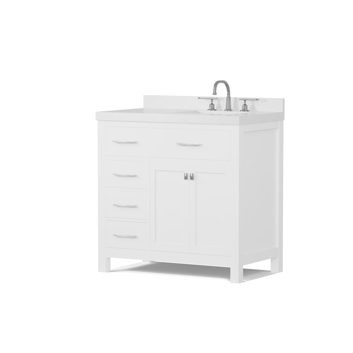Caroline Parkway 36 inch Bathroom Vanity with Sink and White Quartz Top