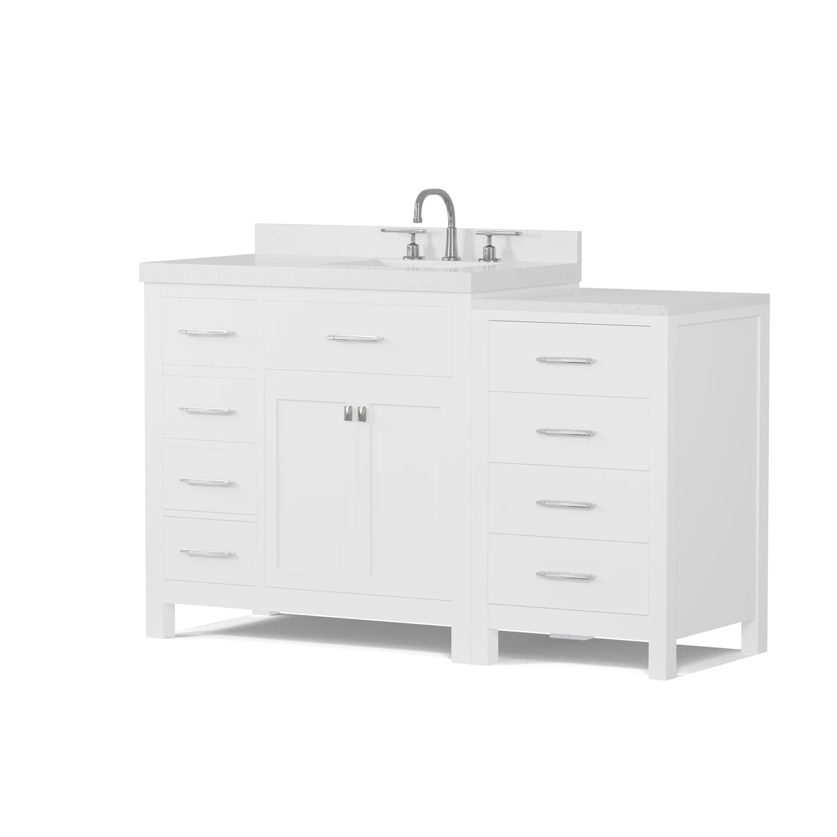 Caroline Parkway 57"  Bathroom Vanity Cabinet with Sink and White Quartz Top