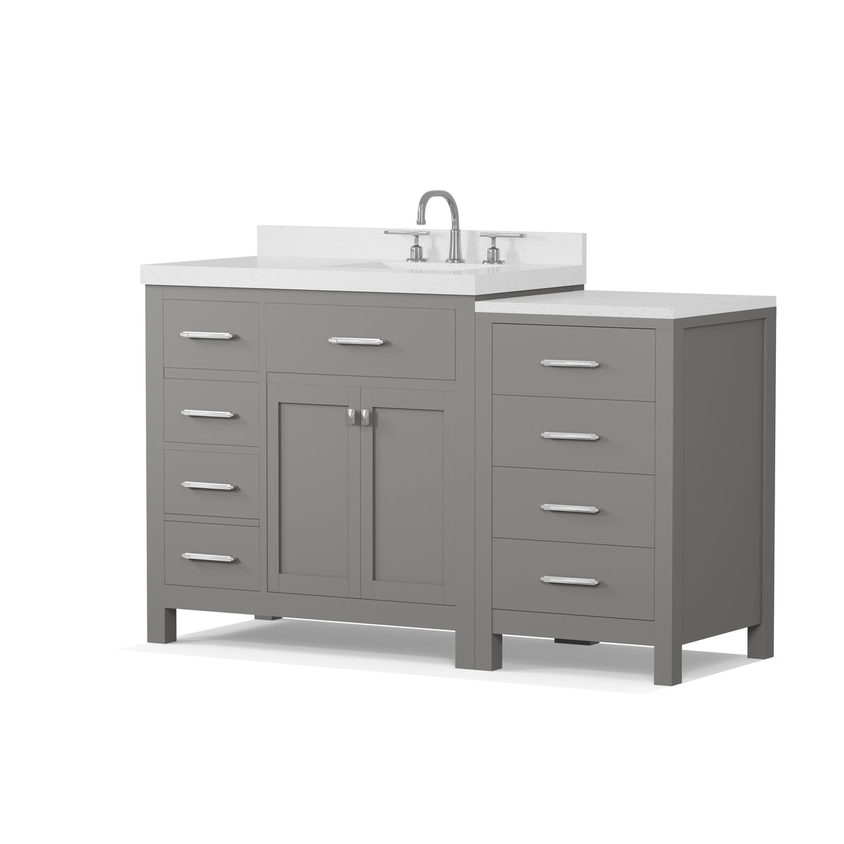 Caroline Parkway 57"  Bathroom Vanity Cabinet with Sink and White Quartz Top