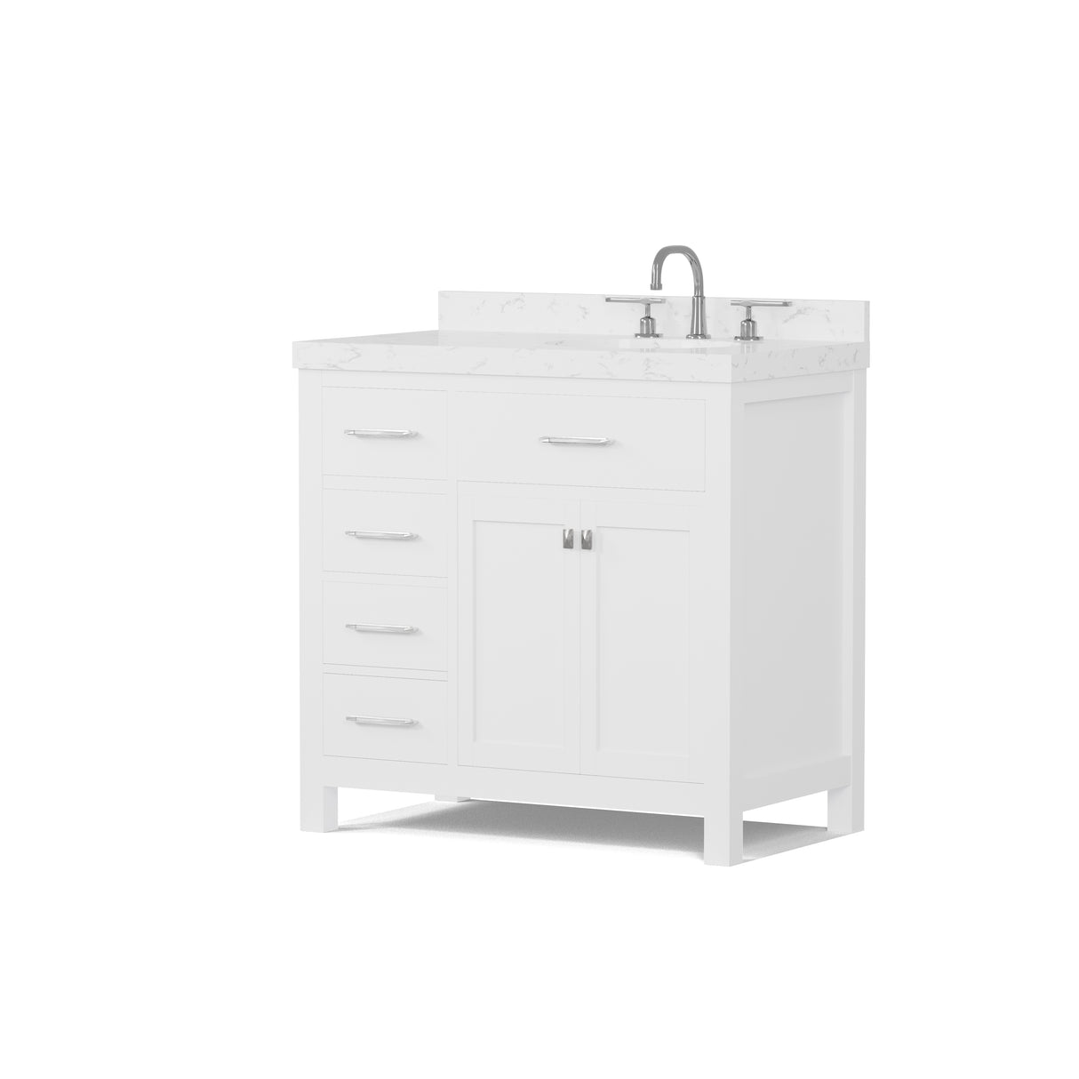 Caroline Parkway 36" Freestanding Bathroom Vanity Cabinet with Sink and Cultured Marble Top