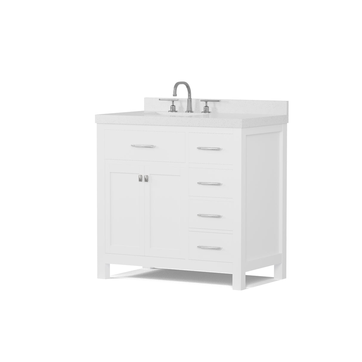 Caroline Parkway 36" Powder Room Bath Vanity Cabinet with Sink and White Quartz Top