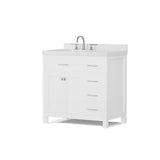Caroline Parkway 36" Powder Room Bath Vanity Cabinet with Sink and White Quartz Top
