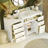 Caroline Parkway 57" Bathroom Vanity with Marble Top and Sink