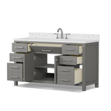 Caroline 60" Single Bathroom Vanity Cabinet with Sink and Cultured Marbled Top