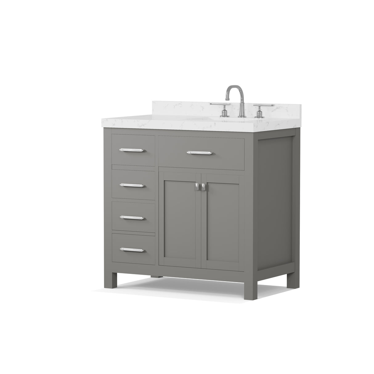 Caroline Parkway 36" Freestanding Bathroom Vanity Cabinet with Sink and Cultured Marble Top