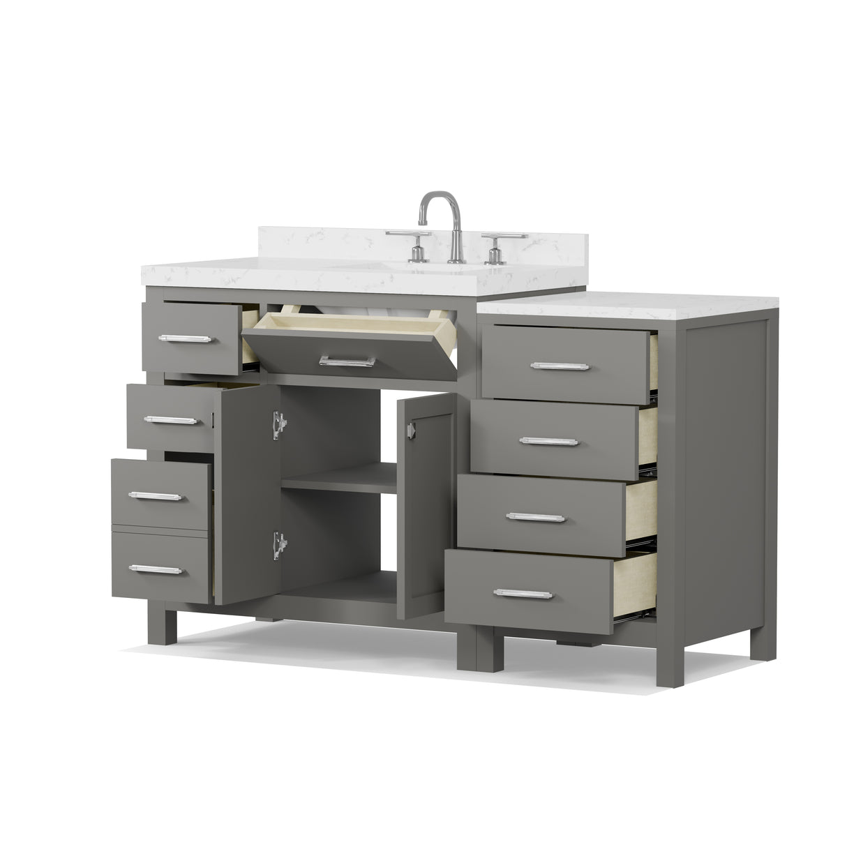Caroline Parkway 57" Modern Bathroom Vanity with Sink and Cultured Marble Top