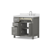 Caroline Parkway 36 inch Bathroom Vanity with Sink and White Quartz Top