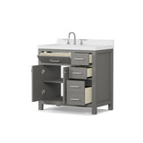Caroline Parkway 36" Small Bathroom Vanity Cabinet with Sink and Cultured Marble Top