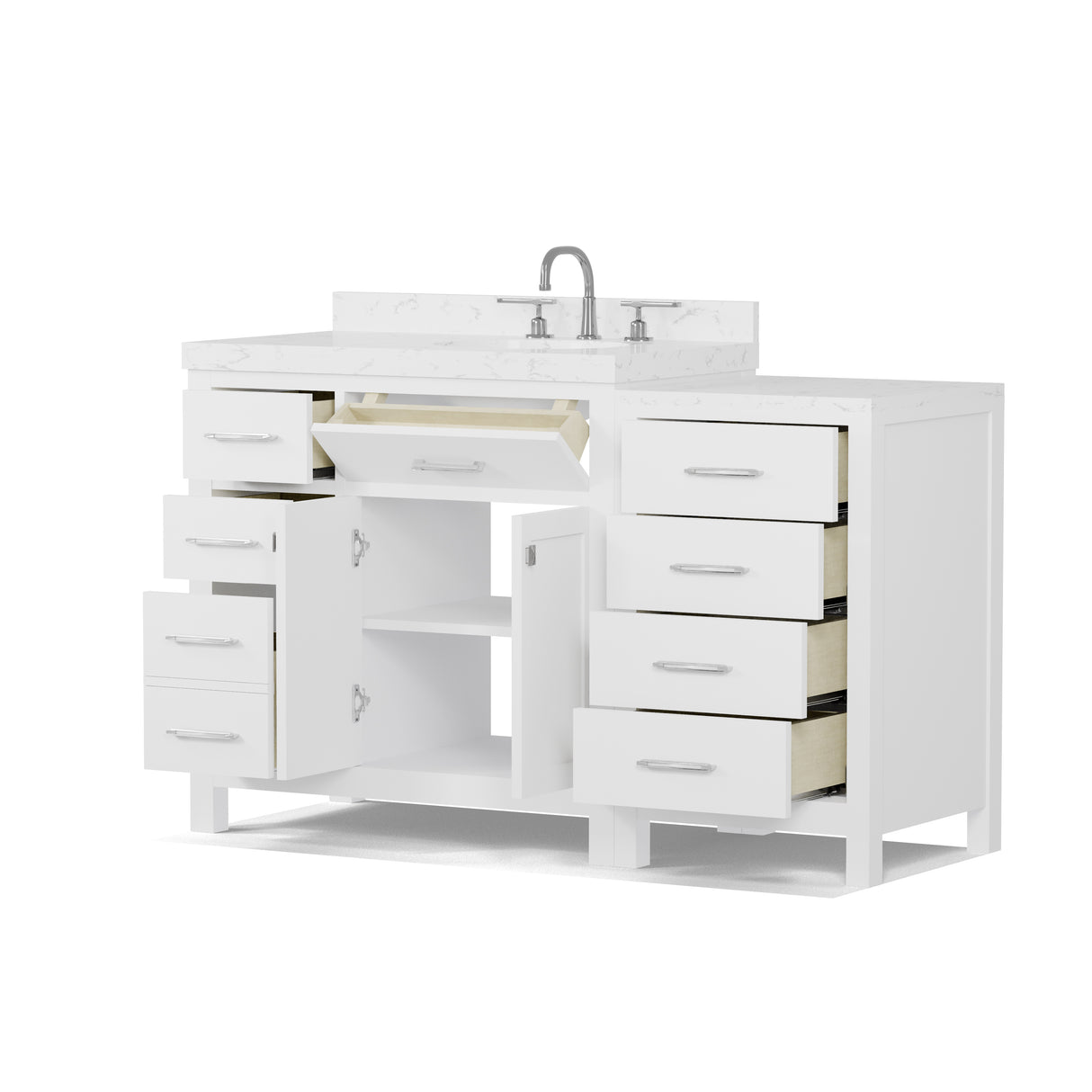 Caroline Parkway 57" Modern Bathroom Vanity with Sink and Cultured Marble Top