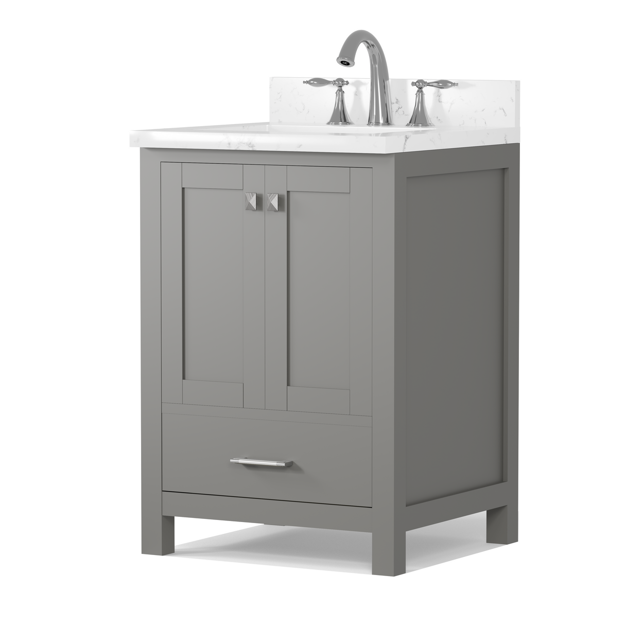 Caroline Avenue 24" Single Bathroom Vanity Cabinet with Sink and Cultured Marble Top